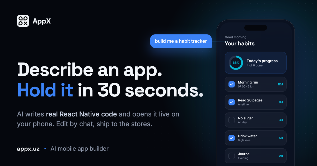AppX - AI Mobile App Builder preview